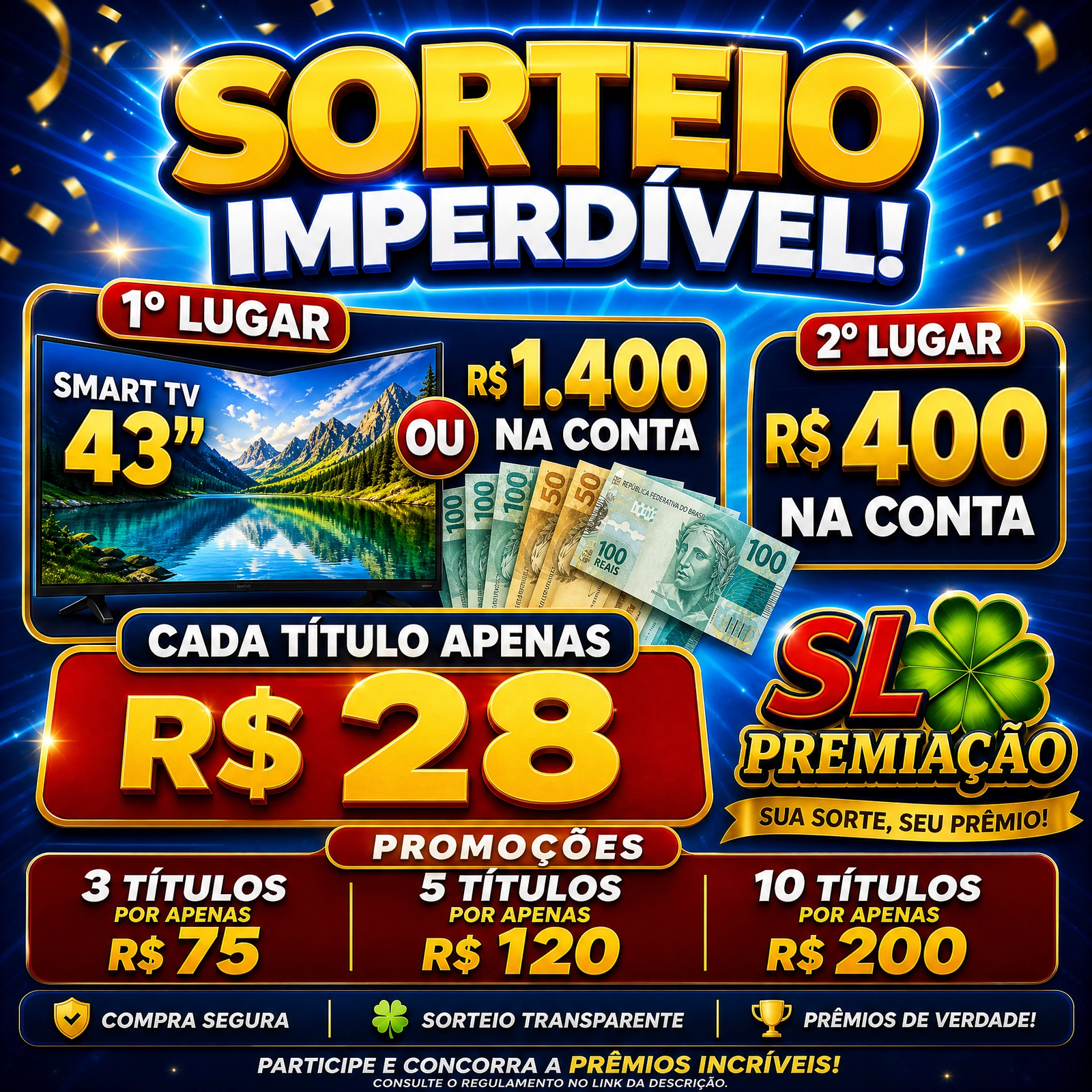 3°ED 1 TV SMART DE 43" ou $1400,00